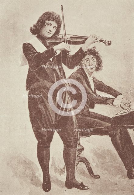 Musicians in "The Little Genius" at the Avenue Theatre, 1896. Creator: Unknown.