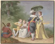 Musicians playing at the edge of the forest, 1770-1800. Creator: Friedrich Tischbein