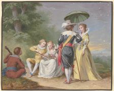 Musicians playing at the edge of the forest, 1770-1800. Creator: Friedrich Tischbein