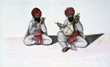 Musicians with cymbals and stringed instruments, 1856. Creator: Unknown
