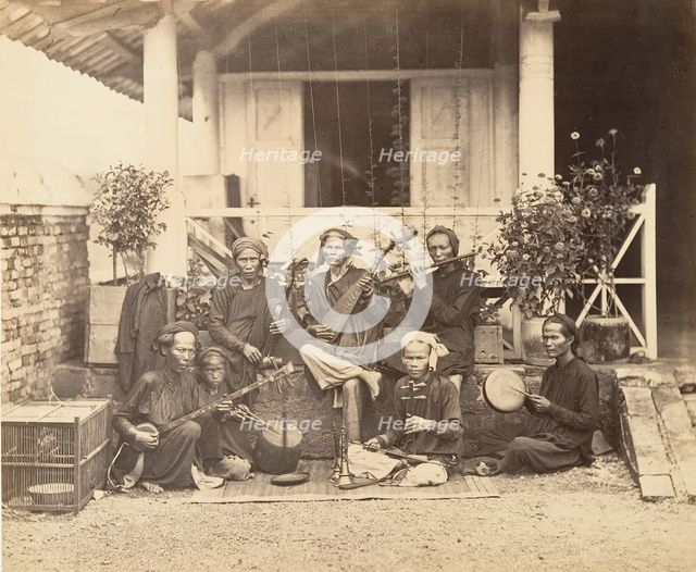 Musiciens Annamites, Saïgon, Cochinchine, 1866. Creator: Emile Gsell.