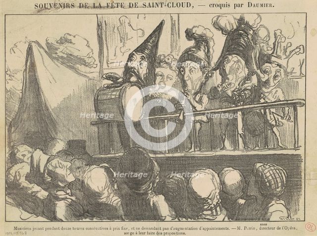 Musiciens jouant pendant douze heures ..., 19th century. Creator: Honore Daumier.