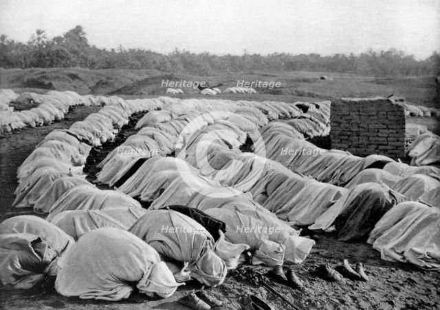 Muslims at prayer, Algeria, 1920.Artist: Biskra Frechon