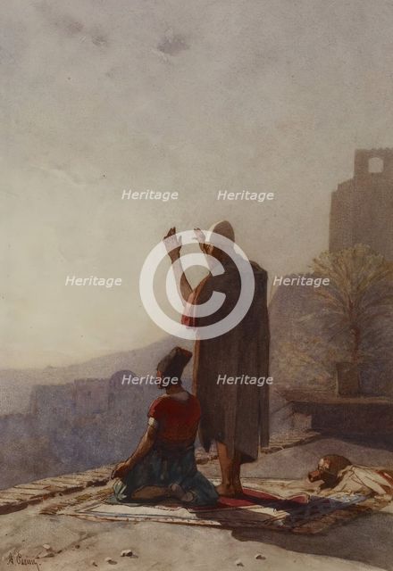 Muslims at Prayer on Housetop, 1867. Creator: Alberto Pasini.