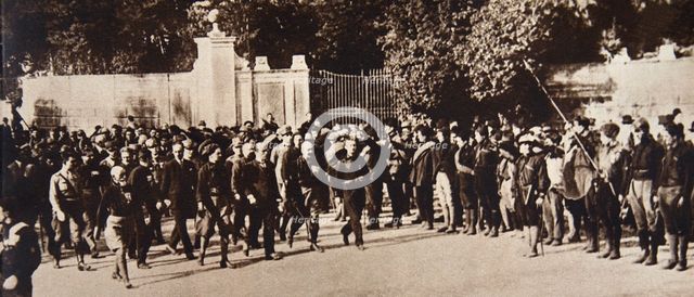Mussolini leading a march through Rome, Italy, 1922.  Creator: Unknown.