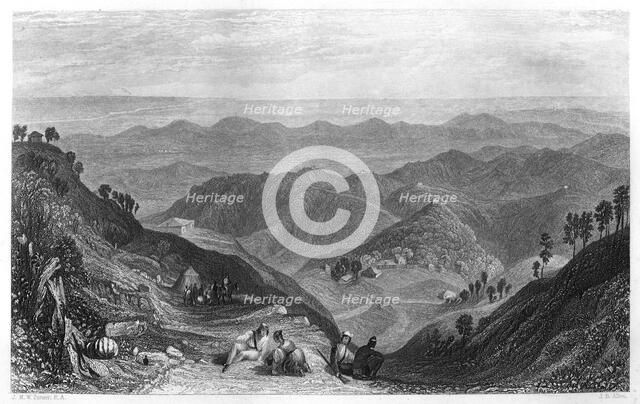 Mussoorie and the Dhoon valley, India, c1860.Artist: James B Allen