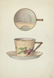 Mustache Cup and Saucer, c. 1953. Creator: Dana Bartlett