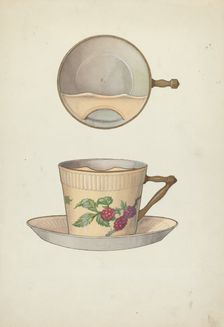 Mustache Cup and Saucer, c. 1953. Creator: Dana Bartlett