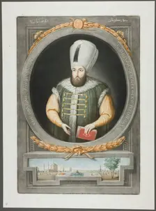 Mustapha Kahn, from Portraits of the Emperors of Turkey, 1815. Creator: John Young