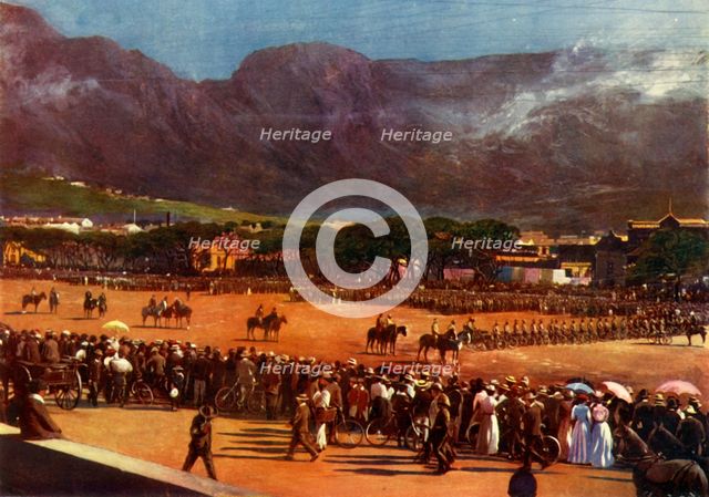 'Muster of the Cape Town Guard on the Parade Ground Cape Town, January 12, 1901', 1901. Creators: Unknown, Alf S Hosking.
