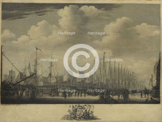 Mustering the Fleet in the Harbor of Vlissingen, 1804, 1804-1805. Creator: Engel Hoogerheyden.