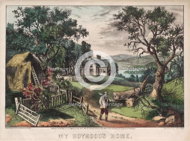 My Boyhood's Home, 1872. Creator: James Merritt Ives (American, 1824-1895), and ; Nathaniel Currier (American, 1813-1888).