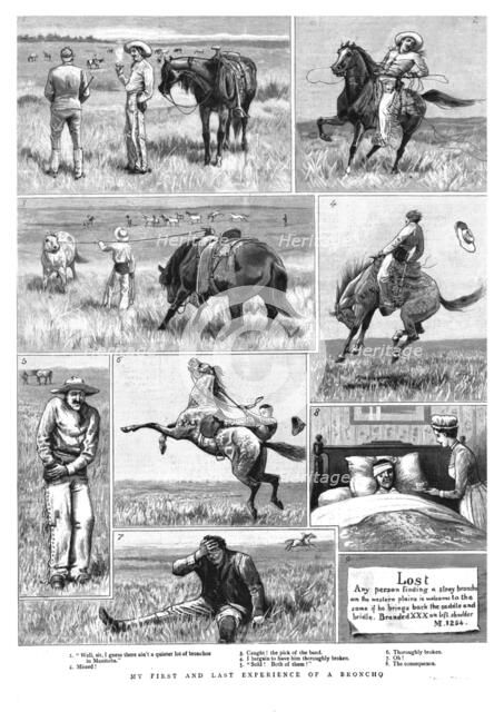 ''My First and Last Experience of a Broncho', 1891. Creator: Unknown.
