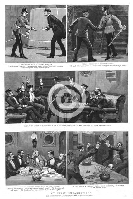 ''My First Embarkation; The experiences of a Marine Subaltern on Joining his Ship', 1890. Creator: Unknown.