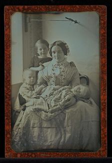 My Helene, On her Lap Little Mathilda Asleep, and Close By, Our Two Other Children, Robert..., 1851. Creator: Hermann Carl Eduard Biewend