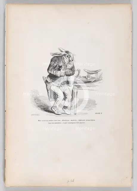 My new master from Scenes from the Private and Public Life of Animals, ca. 1837-47. Creator: Louis-Henri Brevière.