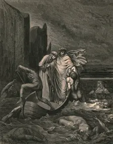 My teacher sage aware, thrusting him back c1890. Creator: Gustave Doré