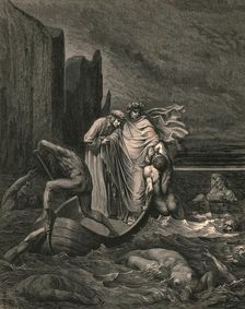 My teacher sage aware, thrusting him back c1890. Creator: Gustave Doré