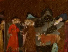 Mythological Scene (Abduction of Europe?)-Fragment of a Cassone, end of 14th century. Creator: Master of Charles of Durazzo