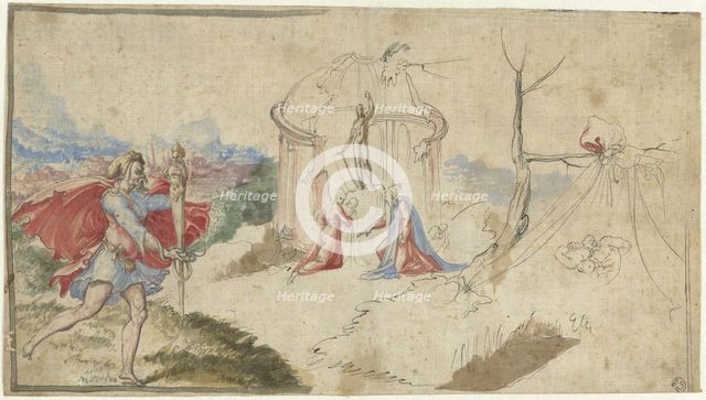 Mythological scene (Aeneas flees Troy?), 1550-1600. Creator: Aniello Redita.