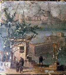 Mythical landscape at Naples, Roman wallpainting from Pompeii, c1st century. Creator: Unknown