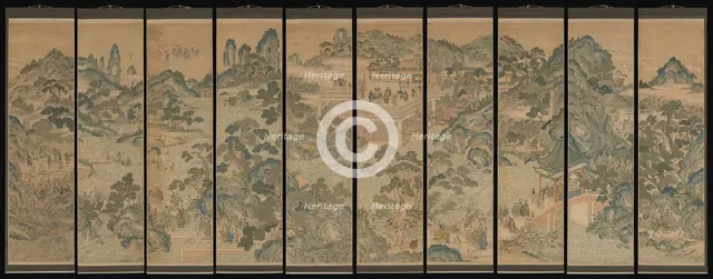Mythical landscape with immortals, 19th century. Creator: Unknown.