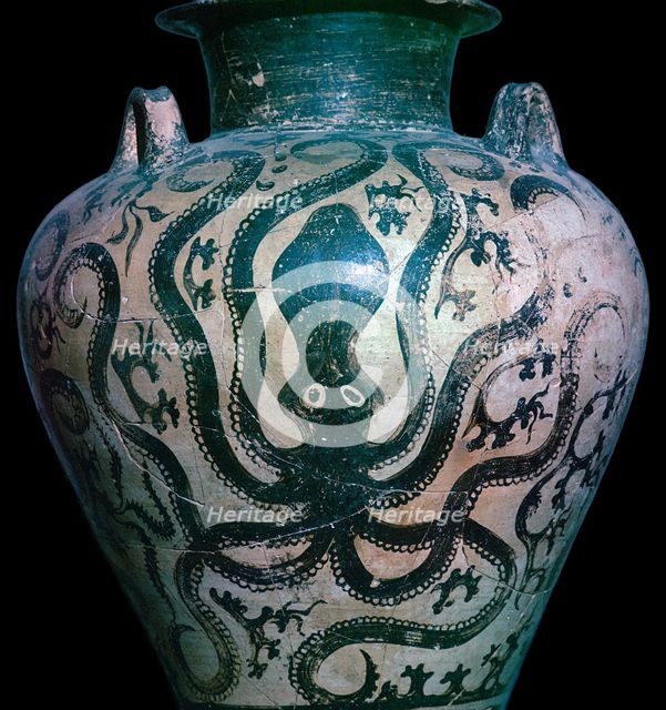Mycenaean amphora with an octopus, 15th century. Artist: Unknown
