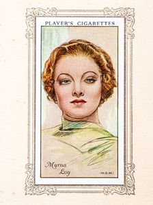 Myrna Loy Collectables Picture of movie stars that came with the Players cigarette packet, 1934. Creator: Unknown