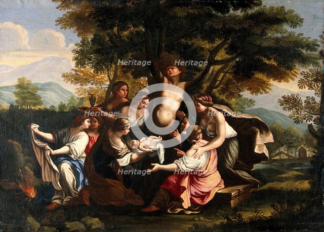 Myrrha, being transformed into the myrrh tree, gives birth to Adonis. Creator: Garzi, Luigi, 1638-1721 (Follower of).