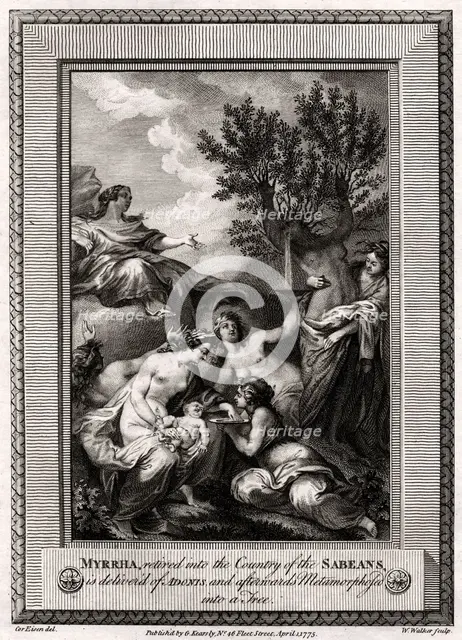 'Myrrha, retired into the Country of the Sabeans, is delivered of Adonis...', 1775. Artist: W Walker
