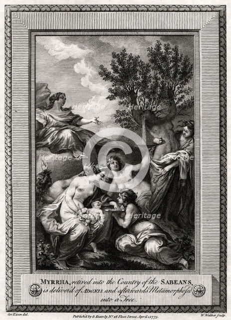 'Myrrha, retired into the Country of the Sabeans, is delivered of Adonis...', 1775. Artist: W Walker