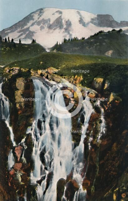 'Myrtle Falls and Mount Rainier', c1916. Artist: Asahel Curtis.