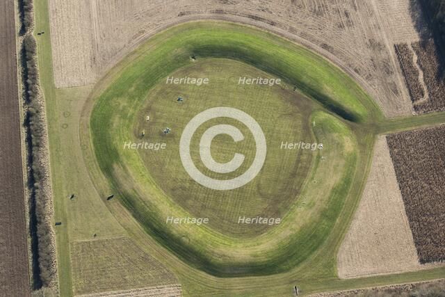 Mysterious circular earthwork structure near Norsebury Ring hillfort, Hampshire, 2018. Creator: Historic England Staff Photographer.