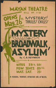Mystery of Broadwalk Asylum, Los Angeles, [193-]. Creator: Unknown