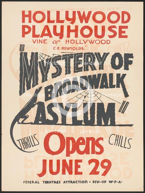 Mystery of Broadwalk Asylum, Los Angeles, [193-]. Creator: Unknown.