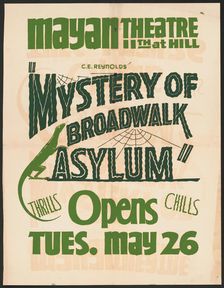 Mystery of Broadwalk Asylum, Los Angeles, 1938. Creator: Unknown