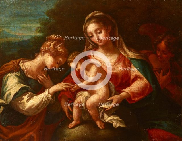 Mystic Marriage of Saint Catherine, 17th century. Creator: Francesco Perezzoli.