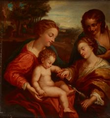Mystic Marriage of Saint Catherine with Saint Sebastian-Copy, 1865. Creator: Jan Galuszkiewicz