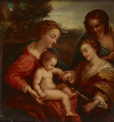 Mystic Marriage of Saint Catherine with Saint Sebastian-Copy, 1865. Creator: Jan Galuszkiewicz