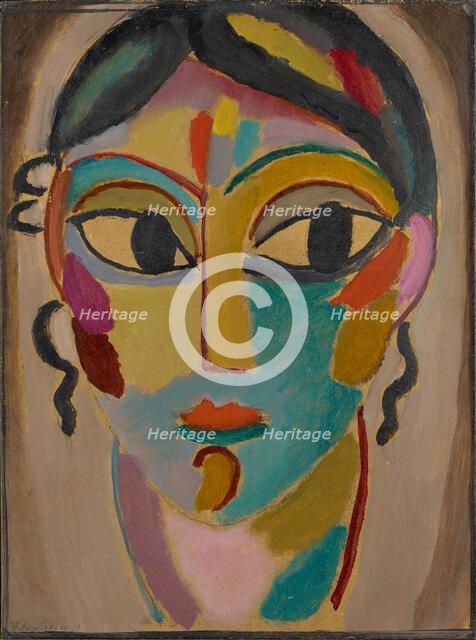 Mystical Head: Head of a Girl (Frontal), 1918. Creator: Javlensky, Alexei, von (1864-1941).