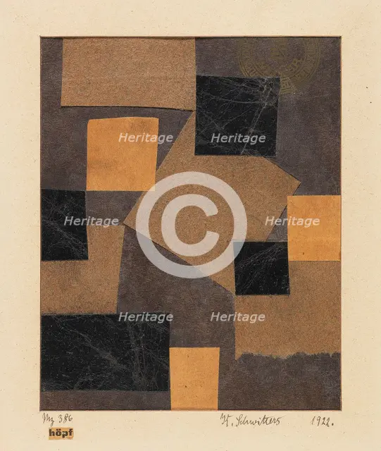 Mz 386 Hoepf (Merz design), 1922. Creator: Schwitters, Kurt (1887-1948).