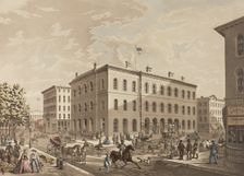 N.W. Corner of Dearborn and Monroe Streets, Chicago, Show..., published August 1927 (1865 depicted). Creator: Raoul Varin