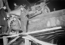 N.Y.C. auto wrecked in Central Park, between c1910 and c1915. Creator: Bain News Service