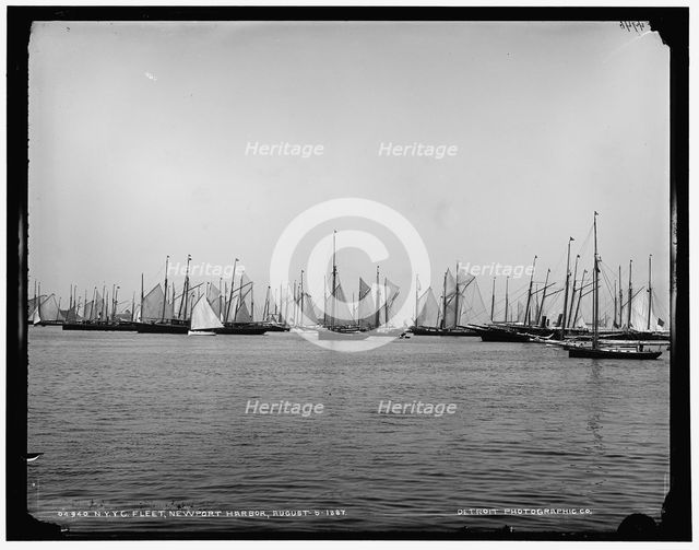 N.Y.Y.C. fleet, Newport harbor, 1887 Aug 5. Creator: Unknown.