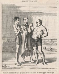 N'allant aux bains froids que ..., 19th century. Creator: Honore Daumier