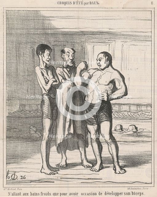 N'allant aux bains froids que ..., 19th century. Creator: Honore Daumier.