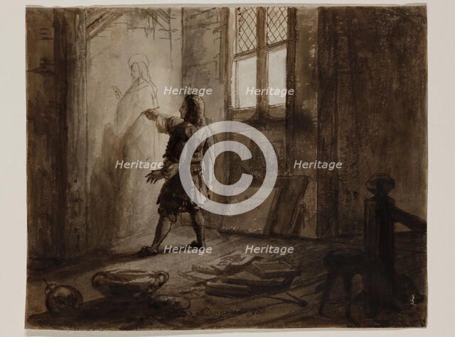 N. Poussin in his Studio, 19th century. Creator: Pierre Nolasque Bergeret.