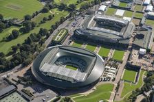 No 1 Court and Centre Court at the All England and Lawn Tennis and Croquet Club, Wimbledon, 2021. Creator: Damian Grady