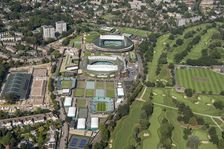 No 1 Court and Centre Court at the All England and Lawn Tennis and Croquet Club, Wimbledon, 2021. Creator: Damian Grady