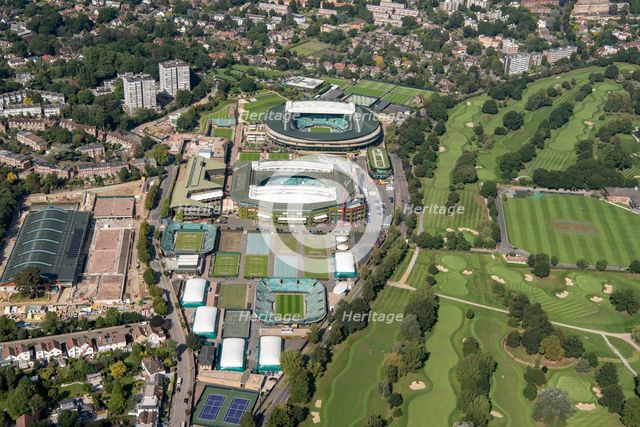 No 1 Court and Centre Court at the All England and Lawn Tennis and Croquet Club, Wimbledon, 2021. Creator: Damian Grady.